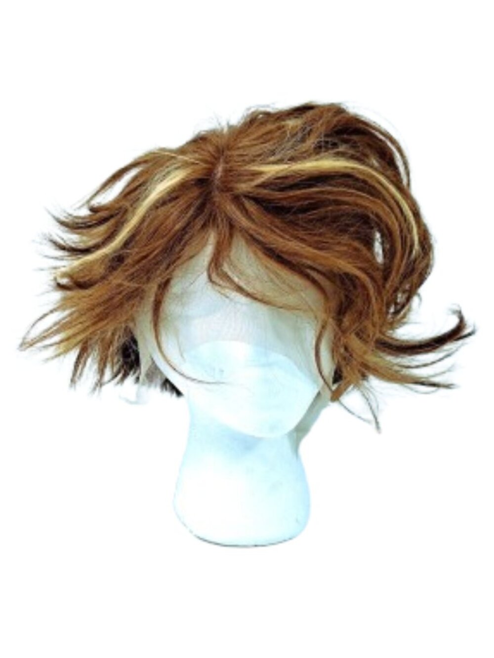 Wig Short Layered Bob Auburn Strawberry Blonde Highlights